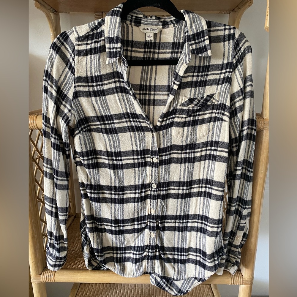 Lucky Brand Black & Tan Flannel Shirt